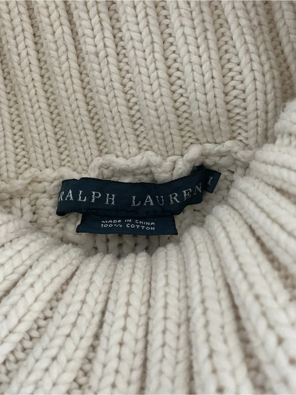 Ralph Lauren Cream Cable-Knit Turtleneck Sweater